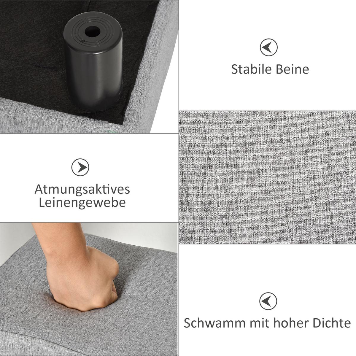FUSSHOCKER, Polsterhocker, Stoff, Grau - Grau, Textil (30/24/40cm) - HOMCOM
