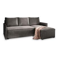 ECKSOFA PERUSI Graphitfarben Kordstoff mit Schlaffunktion - Graphitfarben/Grau, Holz/Kunststoff (206/143cm) - MASSENO