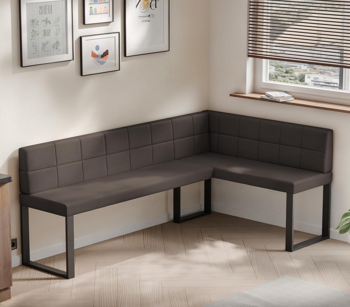 ECKBANK rechts SANA U Kunstleder gesteppt, 168/128 cm Braun - Braun, Kunststoff/Textil (128/168cm) - Idohome