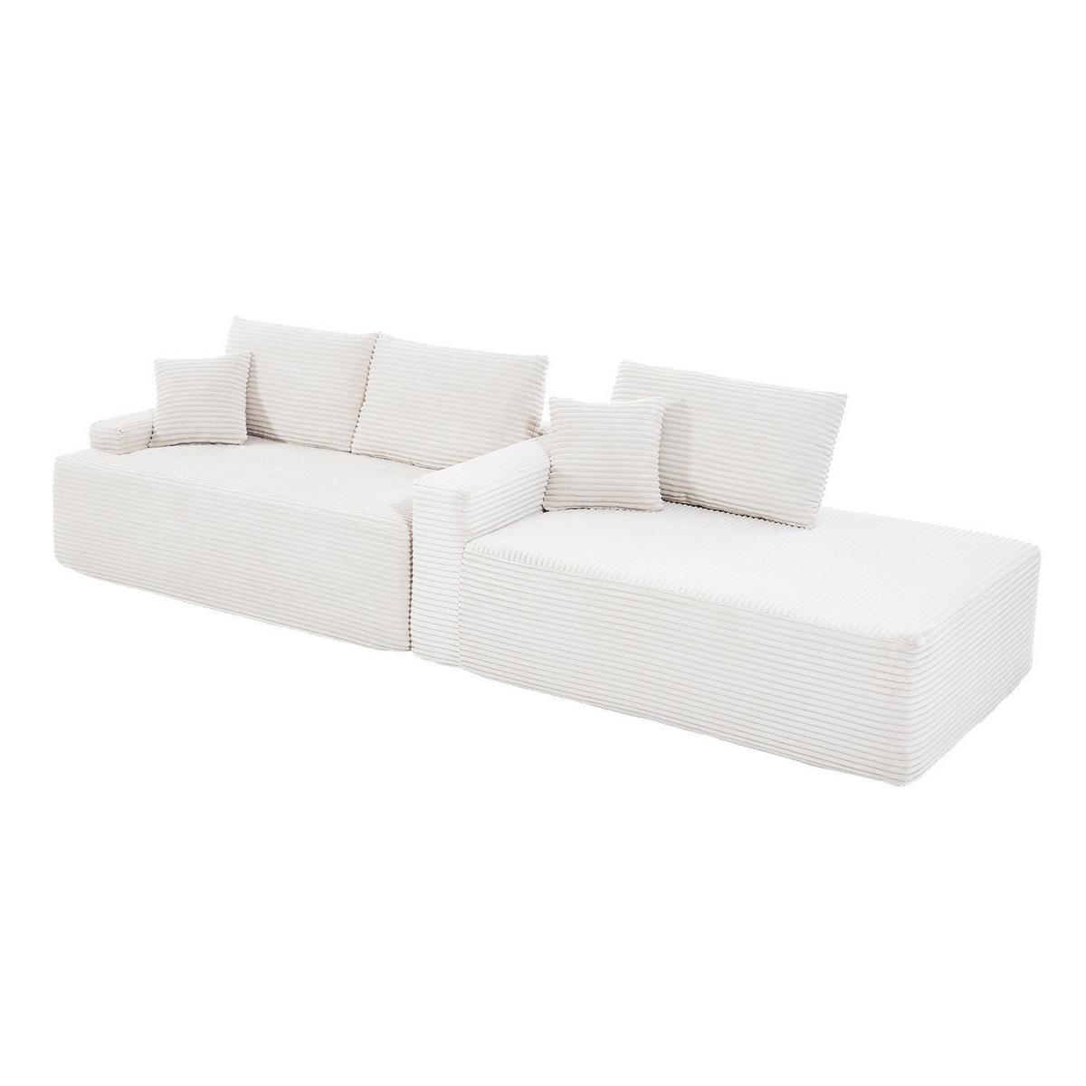 SOFA Coredo creme Cord - Creme, Textil (250/155cm) - Juskys