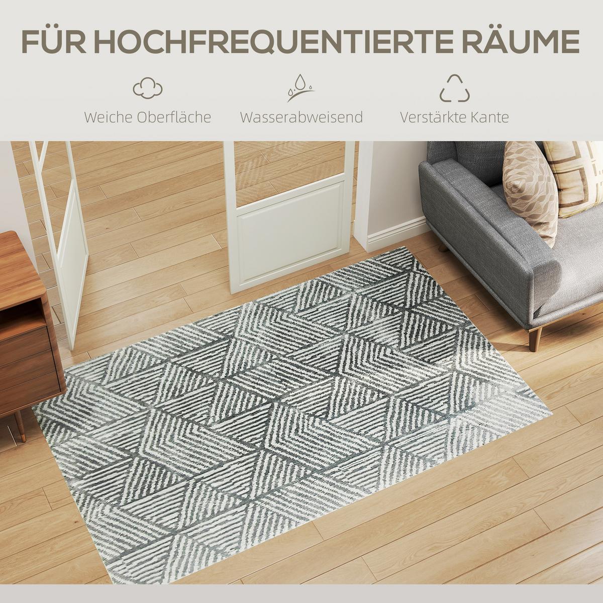 TEPPICH Polypropylen Dunkelgrau - Dunkelgrau, Kunststoff (120/170cm) - HOMCOM