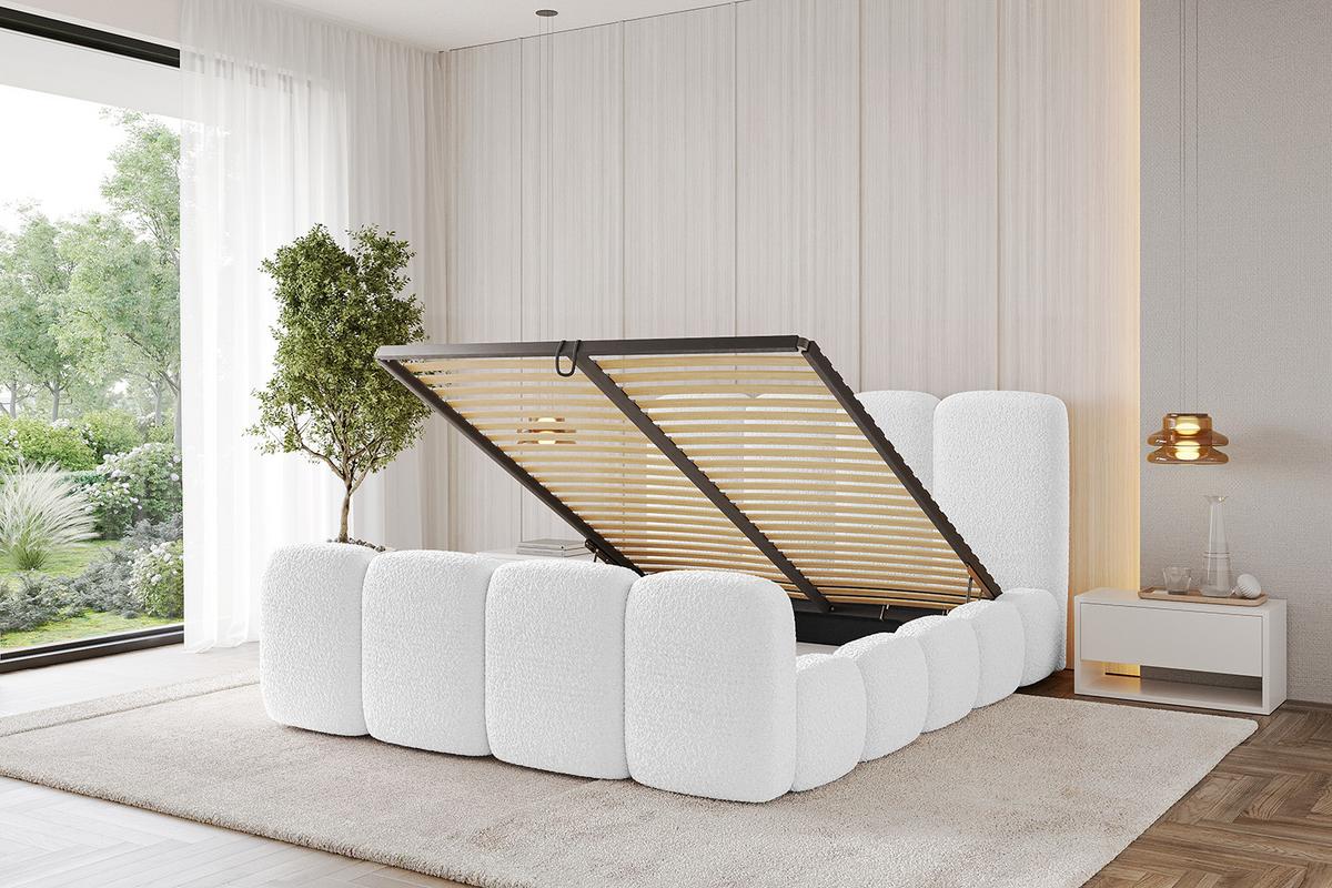 POLSTERBETT mit Bettkasten, Fußteil und Lattenrost, Boxbett ohne Matratze - KALA-Z 160x200 Weiß - Weiß, Holzwerkstoff/Textil (160/200cm) - ALTDECOR