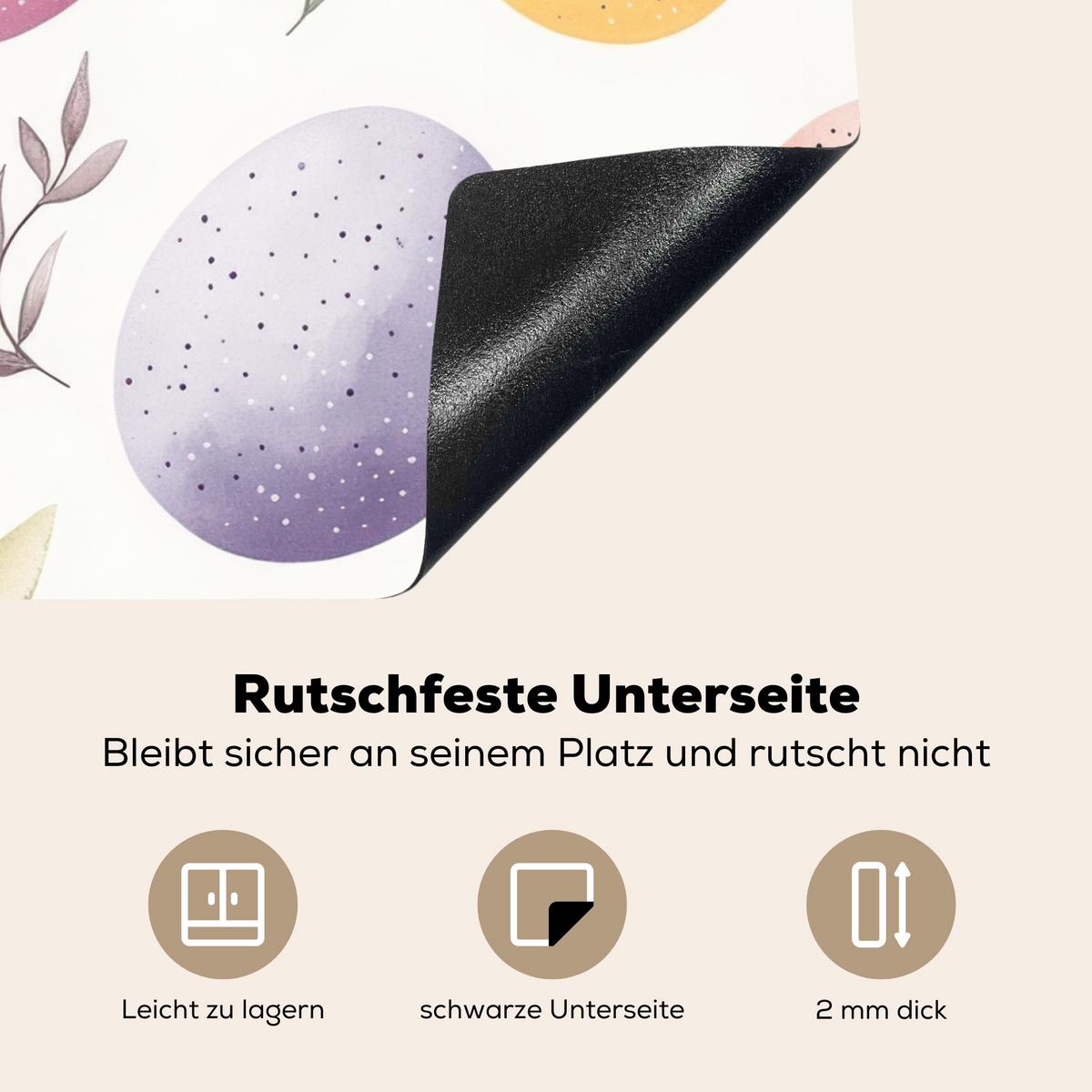 HERDABDECKPLATTE Eier - Bunt - Muster Induktionsmatte 71x52 cm - Weiß, Kunststoff (71/52/0.2cm) - MuchoWow