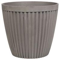 BLUMENTOPF taupe rund 44/44/39 cm Poka - Grau, Stein (39cm) - Beliani