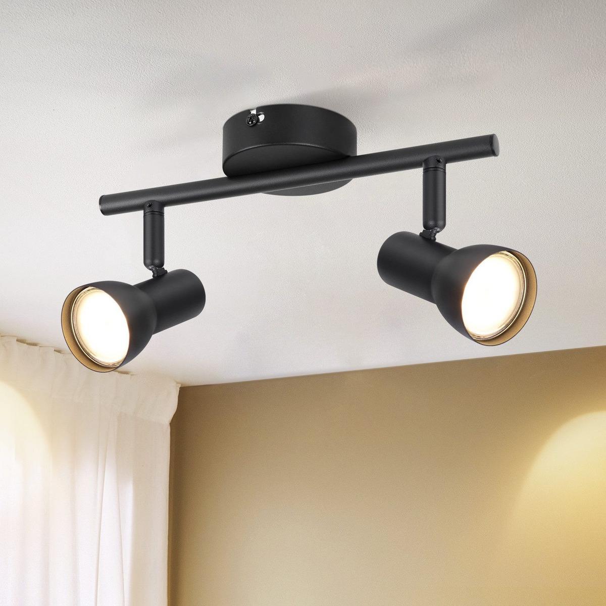 DECKENSTRAHLER Lavigne 2-flammig 25.5/8/15.5cm - Schwarz, Metall (25.5/8/15.5cm) - Nettlife