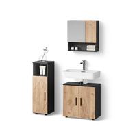 BADMÖBEL-SET Ronco Goldkraft Eiche/Anthrazit 3 Teile - Honigeiche/Anthrazit, Holzwerkstoff (60/95/30cm) - Livinity®