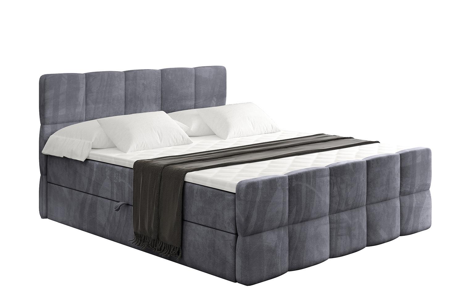 BOXBETT mit Matratze H4 und Lattenrost - LIRO-Z - 180x200 - Dunkelgrau Casablanca - Dunkelgrau, Holzwerkstoff (180/200cm) - ALTDECOR