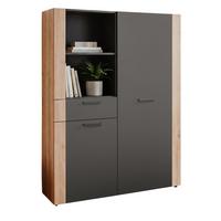 HIGHBOARD grau, Artisan Eiche 100 x 155 cm, Kommode mit viel Stauraum - Anthrazit/Schwarz, Holzwerkstoff/Kunststoff (100/155/34.5cm) - Furn.Design