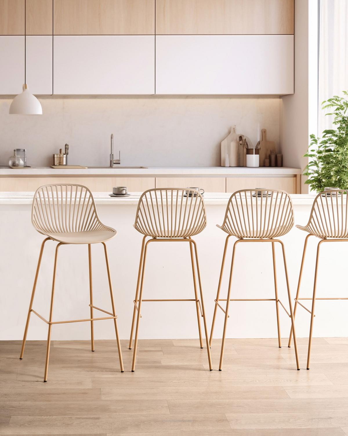 SET mit 4 Barstühlen Beige Kleve - Hellbraun/Beige, Kunststoff (46/103/48cm) - Beliani