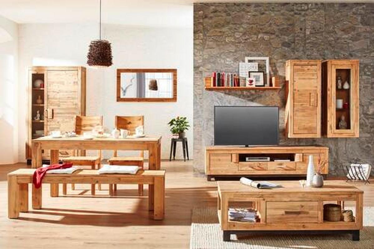 Sitzbank aus Akazie teilmassiv - Akaziefarben, Konventionell, Holz (160/45/40cm) - Zandiara