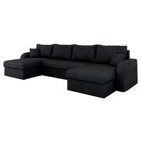 WOHNLANDSCHAFT Kris U Cord - Schwarz, Holz/Kunststoff (304/80/140cm) - MIRJAN24