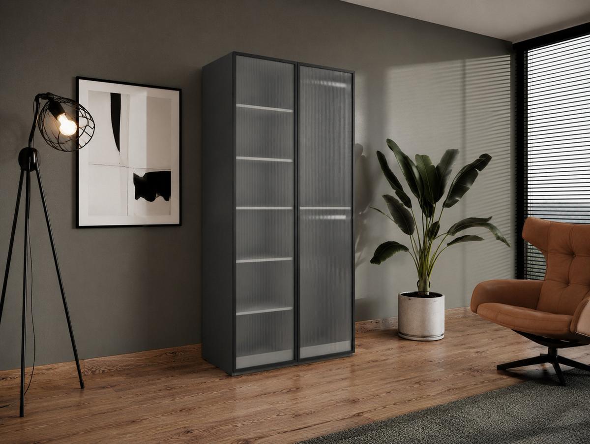 DREHTÜRENSCHRANK ATELIO 101/200/51 cm Modern Kleiderschrank 2-türig Grau - Grau, Holzwerkstoff (101/200/51cm) - MASSENO
