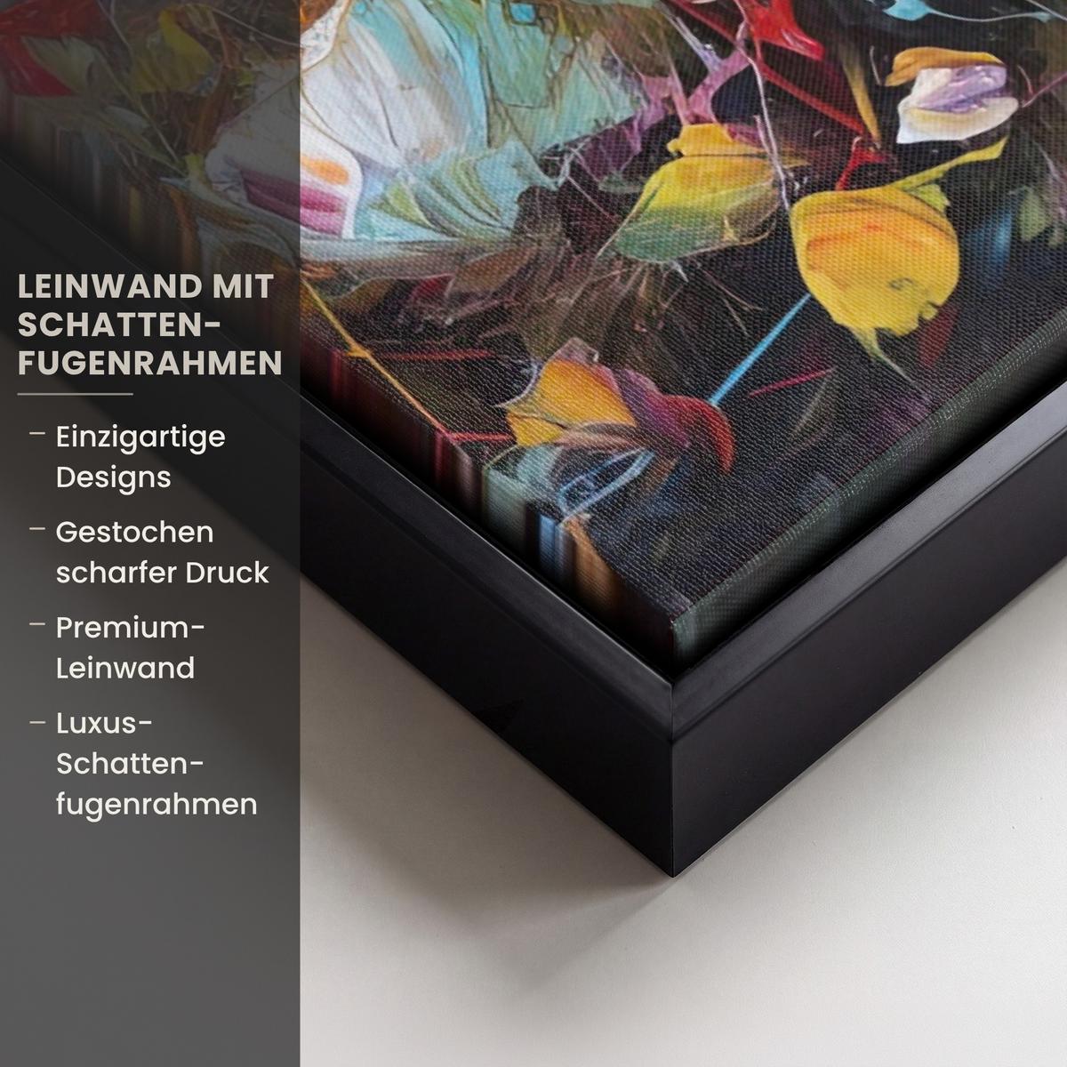 LEINWAND Bilder mit Rahmen - Blumen - Kunst - Natur - Ölgemälde - 60x80 - Multicolor, Textil (60/80cm) - MuchoWow