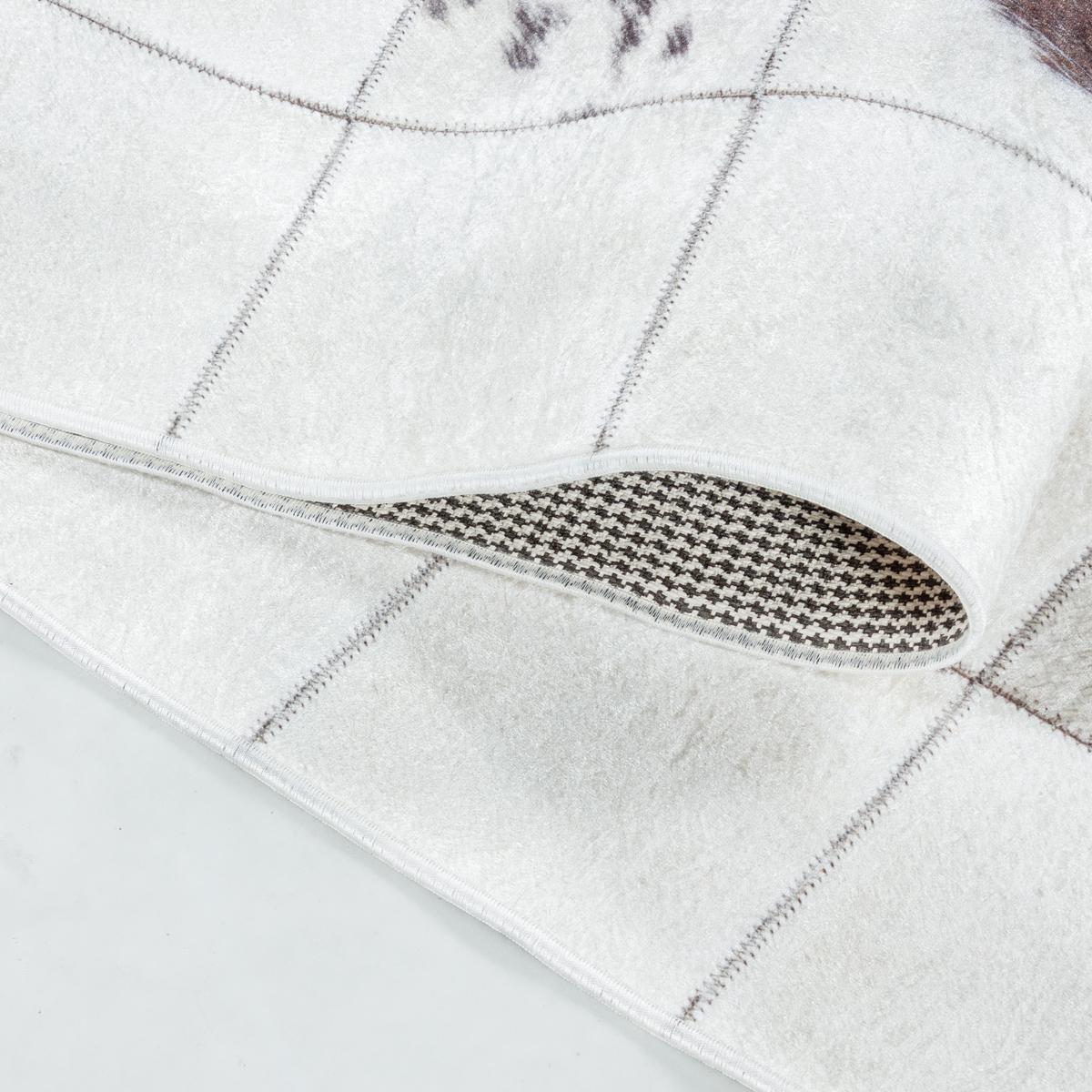TEPPICH Flachgewebe Waschbar PIZOL in Weiß, im Patchwork-Stil, 140 x 200 cm - Weiß, Textil (200/140cm) - KADIMA DESIGN