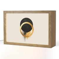 TISCHLEUCHTE Abstraktes Design - Schwarzer Kreis - Farbflecken 30x20 cm - Bernsteinfarben, Holzwerkstoff (8/30/20cm) - OnlyWow