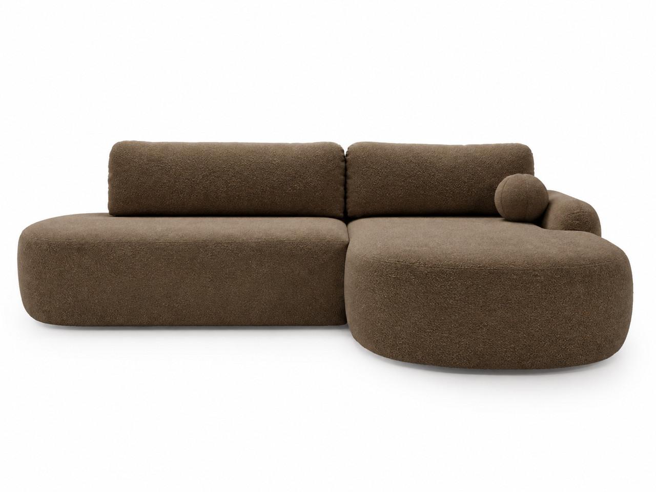 ECKSOFA Aurio O Bouclé-Stoff Braun Rechts - Braun, Holz/Textil (177/271cm) - Graingold