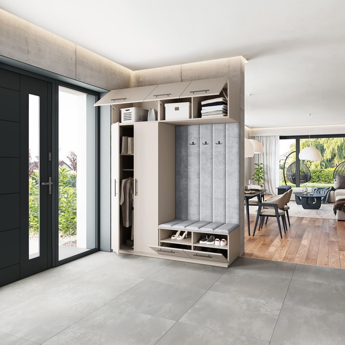 GARDEROBENSCHRANK REMA 180/240/60 cm Modern Kaschmir - Kaschmir/Hellgrau, Holzwerkstoff (180/240/60cm) - MASSENO