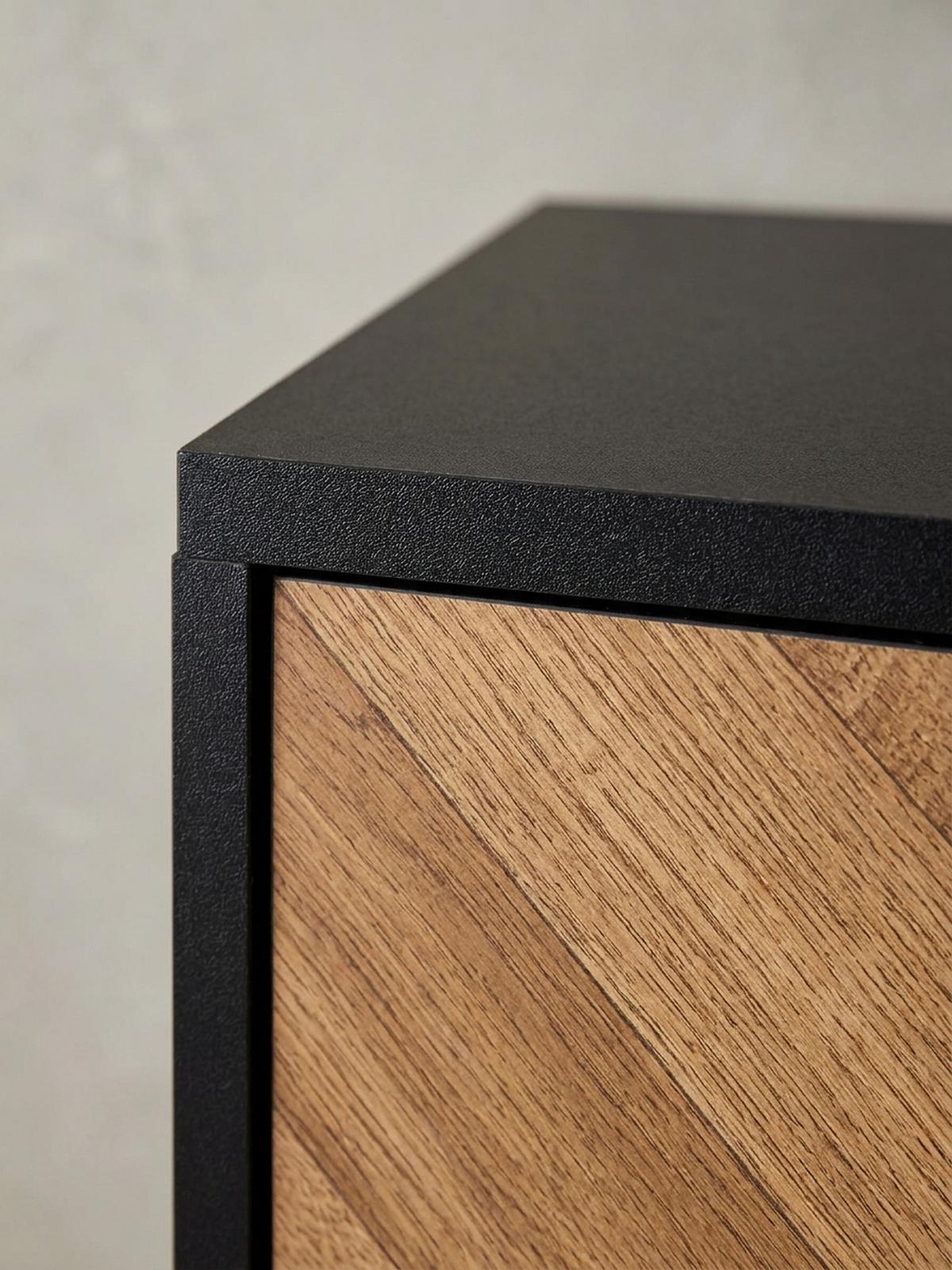 LOWBOARD Schwarz Eiche-Dekor Modern Stil 163x45x40 cm mit zwei Türen - Schwarz, Holzwerkstoff/Metall (163/45/40cm) - KADIMA DESIGN