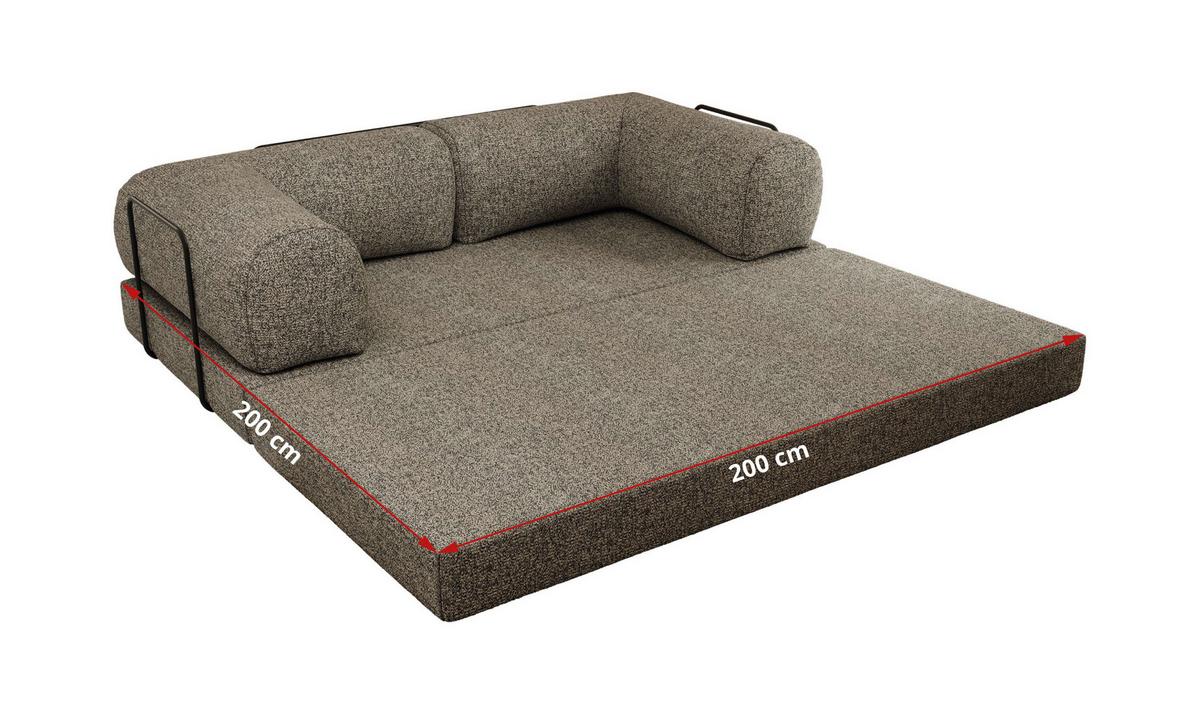 3-SITZER SOFA ORSETTO - Grau Stukture - Schwarz/Grau, Textil/Metall (200/70/100cm) - MKS
