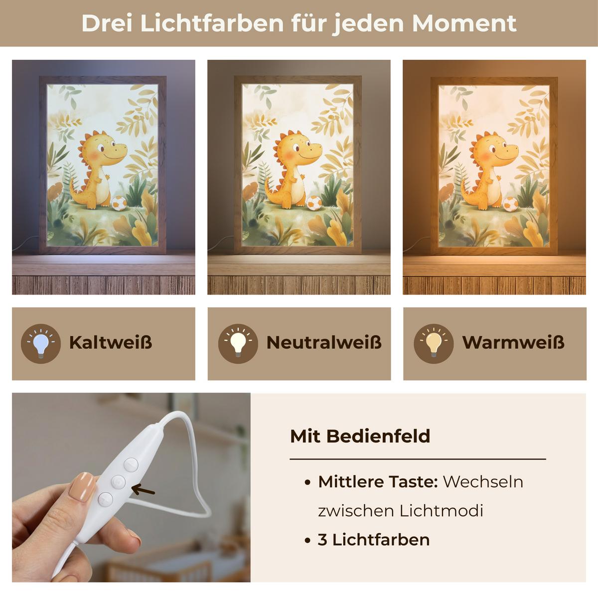 NACHTTISCHLAMPE Dino - Fußball - Orange 20x30 cm - Beige, Holzwerkstoff (8/20/30cm) - OnlyWow