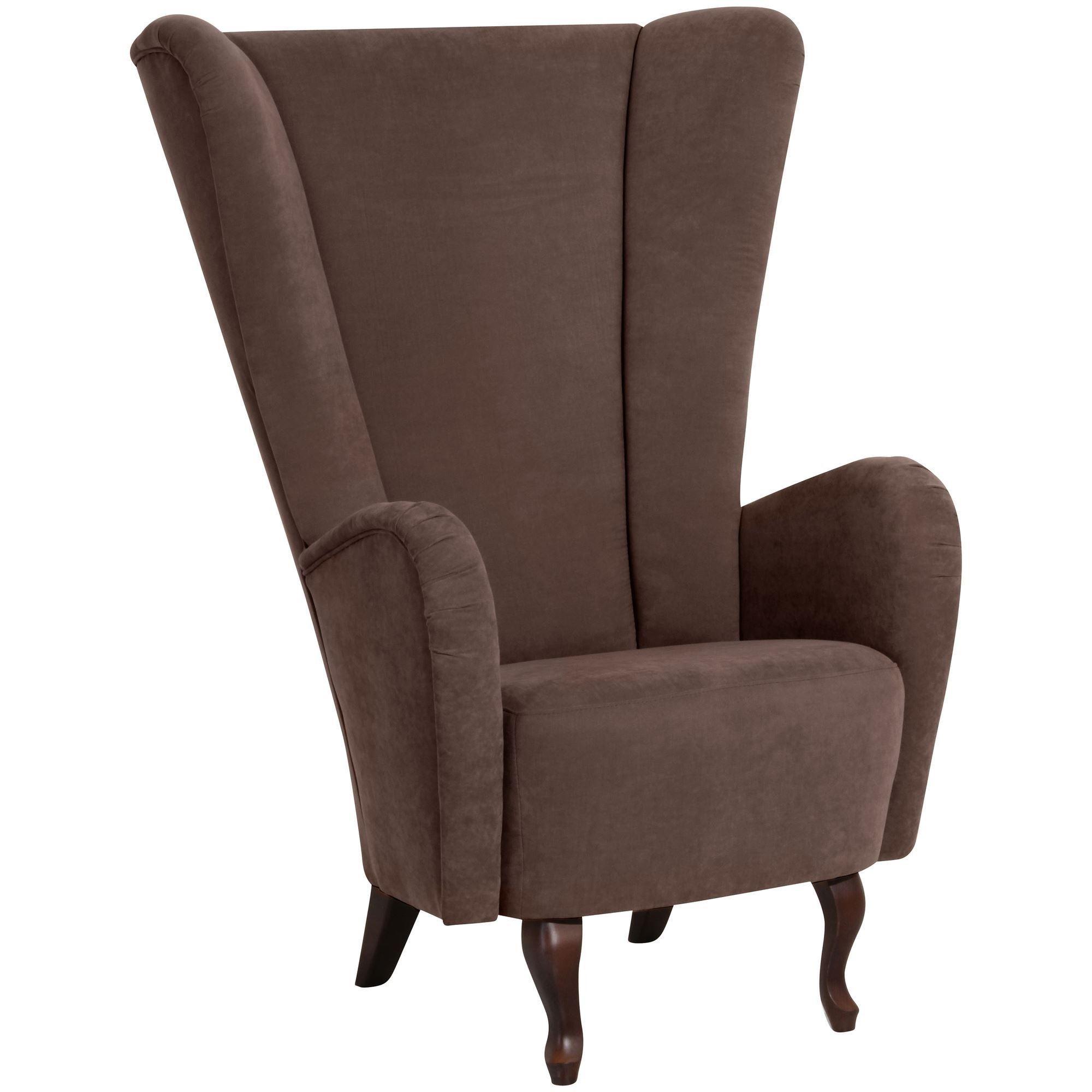HOCHLEHNSESSEL Kailey Bezug Velourstoff Buche nussbaum dunkel / braun - Braun, Kunststoff (96/122/89cm) - 58aufmkessel