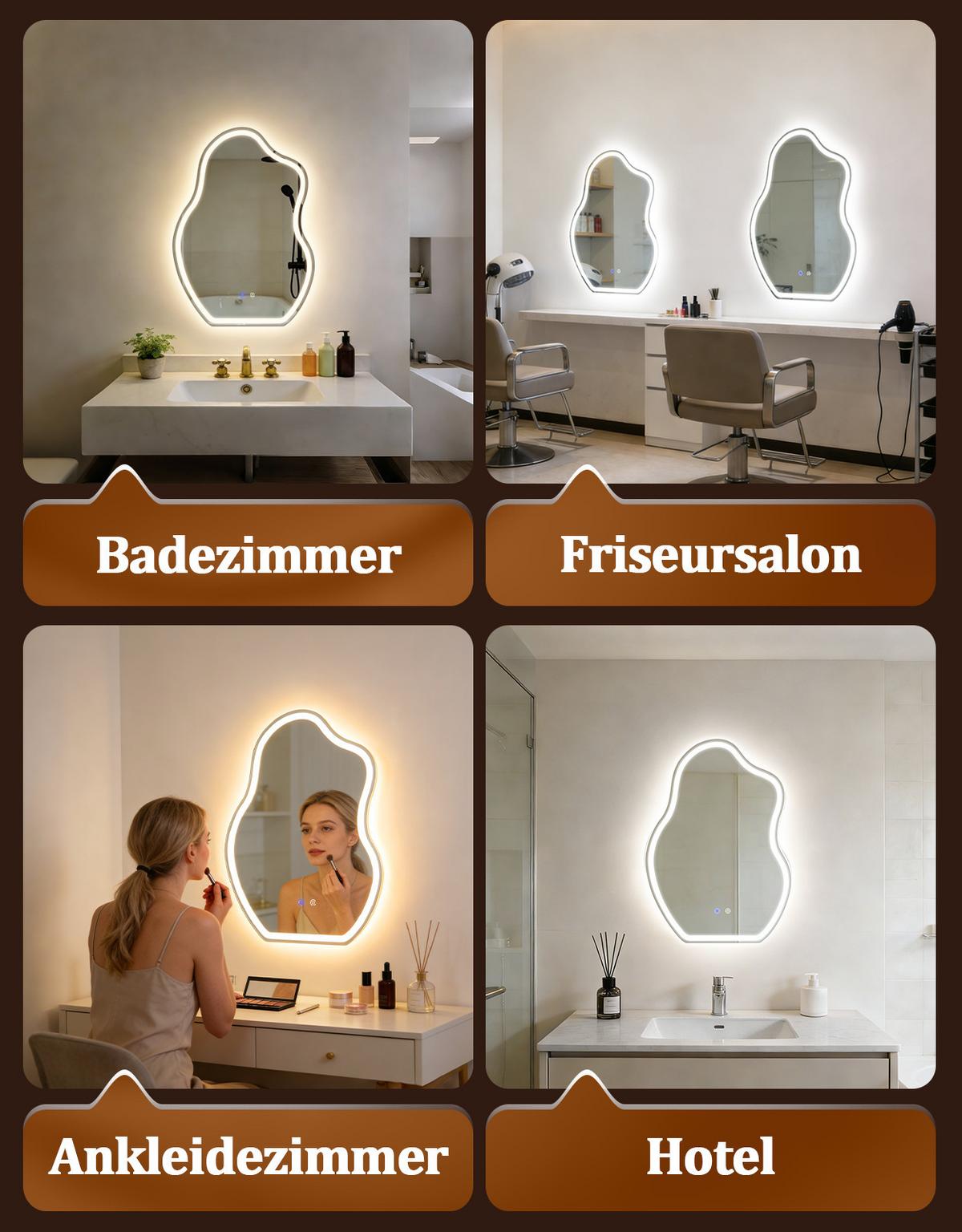 BADSPIEGEL mit Beleuchtung Jarwen 3.4/50/70 cm - Weiß, Glas (50/70/3.4cm) - ZMH