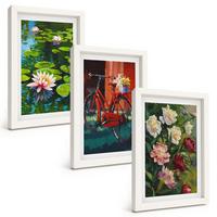 BILDER SET 3er Set - 20x30 cm Weißer Rahmen - Lilien im Garten, bunte Blumen - Weiß, Kunststoff (20/30cm) - TULUP