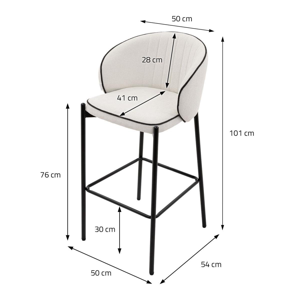 BARHOCKER 2er Set Beige mit Stoffbezug - Beige/Schwarz, Textil/Metall (50/101/54cm) - ML-DESIGN