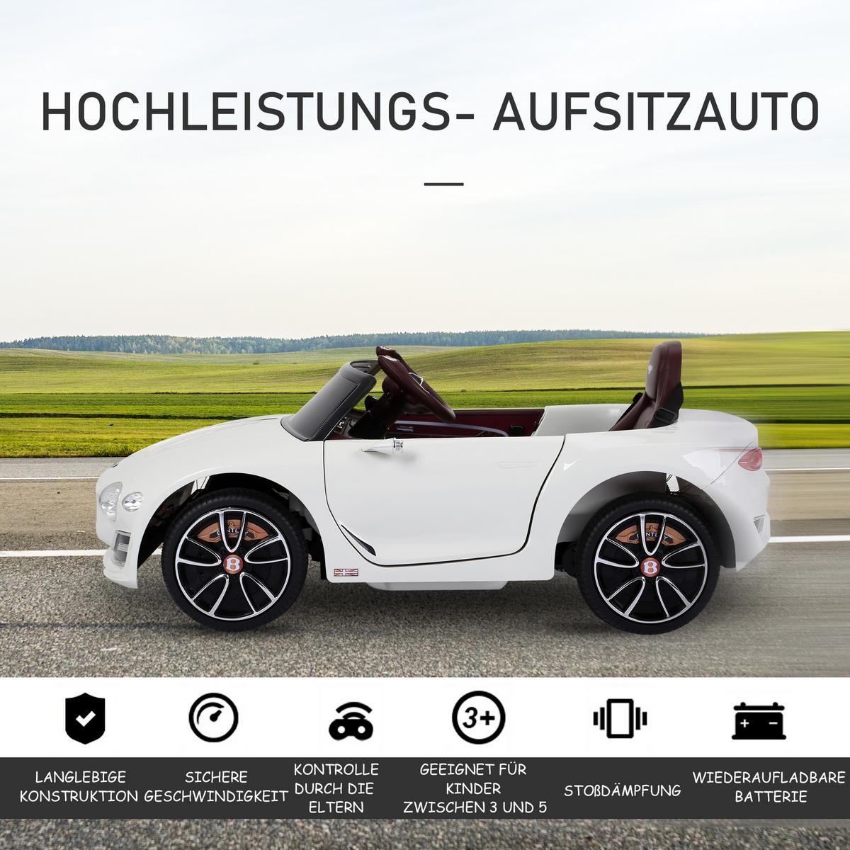KINDER ELEKTROAUTO, Weiß, Metall+ Kunststoff - Weiß, Metall (33/17.5/24cm) - HOMCOM