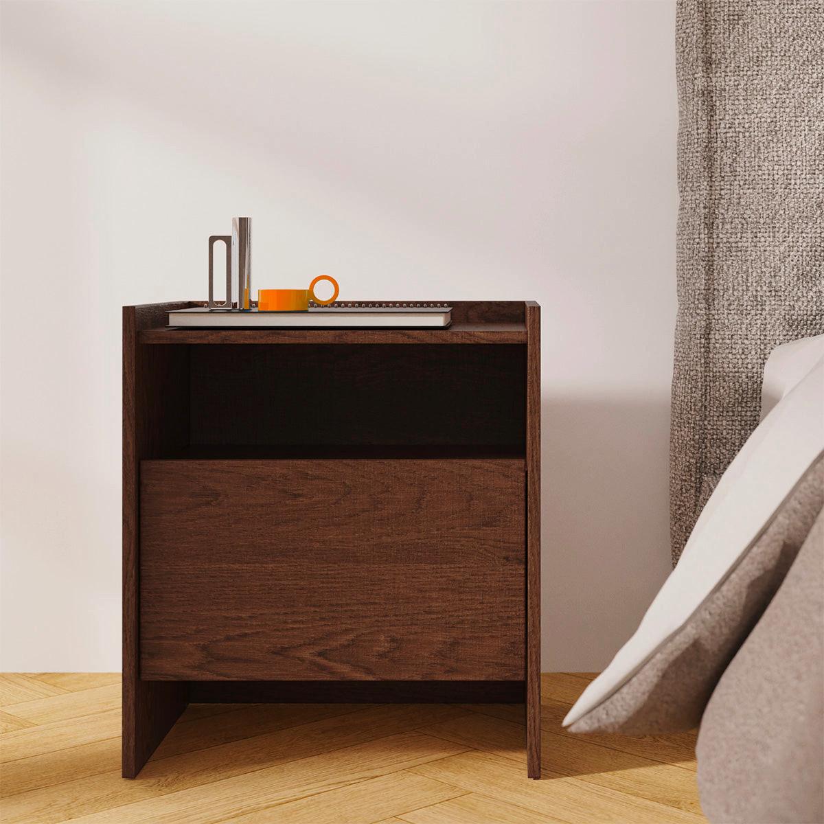NACHTTISCH Japandi Dunkles Holz - Braun, Holzwerkstoff (53/60.5/38cm) - Petits-meubles
