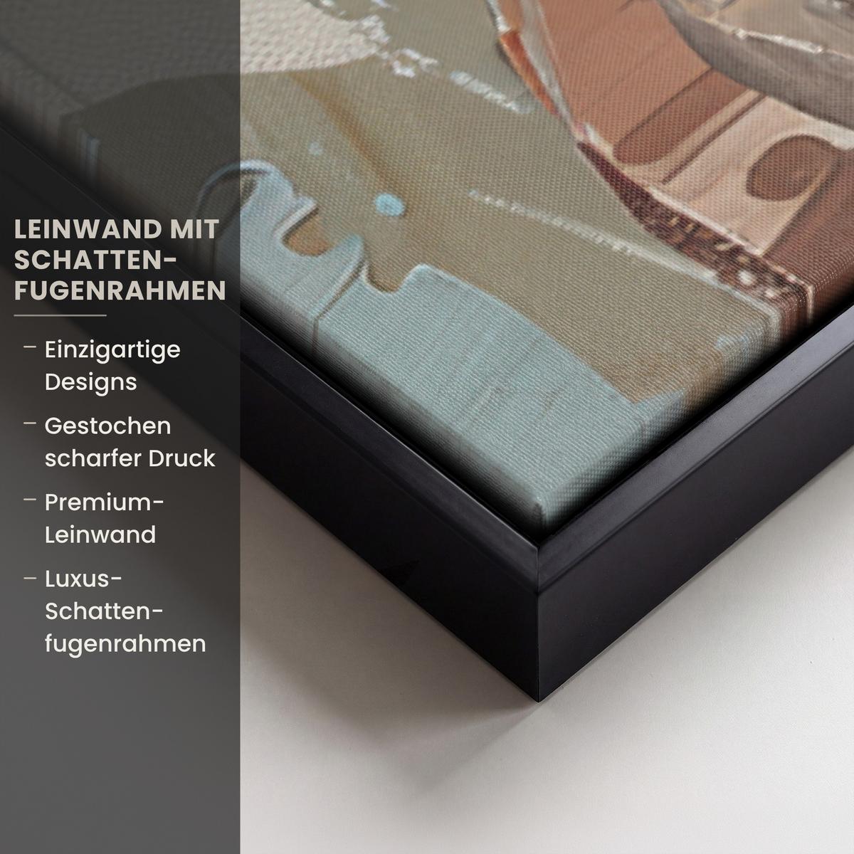 LEINWAND Bilder mit Rahmen - Frau - Lackierung - Porträt - Modern - 90x60 - Altrosa, Textil (90/60cm) - MuchoWow
