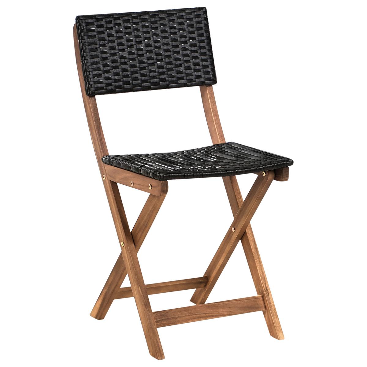 BISTRO-SET Akazienholz Braun/Schwarz Rivarotta - Braun, Holz - Beliani
