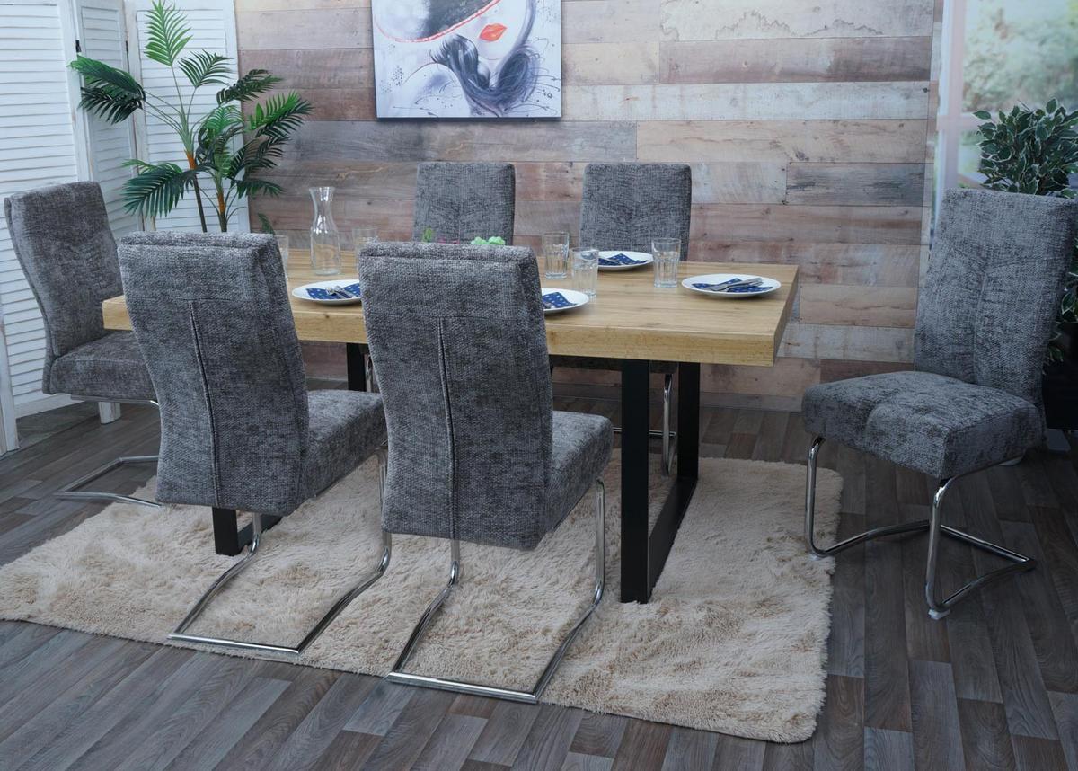 ESSZIMMERSTUHL Grau 6er-Set - Dunkelgrau/Grau, Textil (46/105/60cm) - MCW