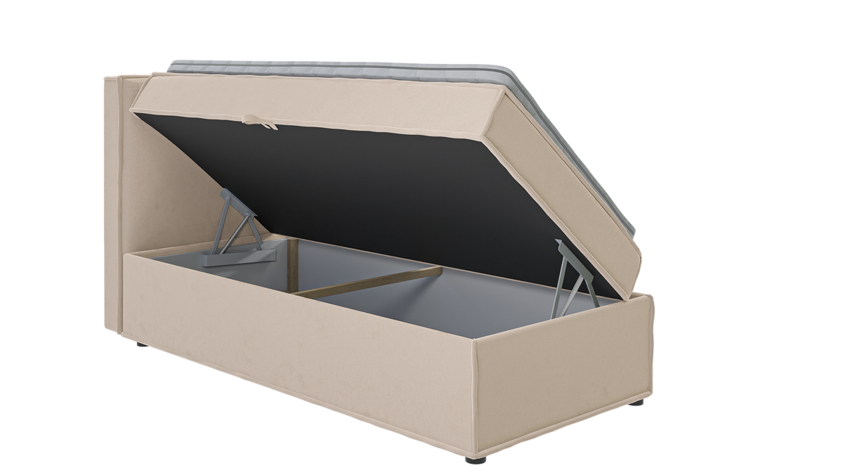 BOXBETT Eclipse 90/200 cm Beige Luxusmicrofaser - Beige/Schwarz, Holz/Kunststoff (90/200cm) - S-Style Möbel