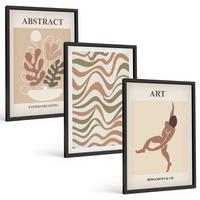 BILDER SET 3er Set - 40x60 cm Schwarzer Rahmen - Matisse Boho abstrakte Muster - Schwarz, Kunststoff (40/60cm) - TULUP