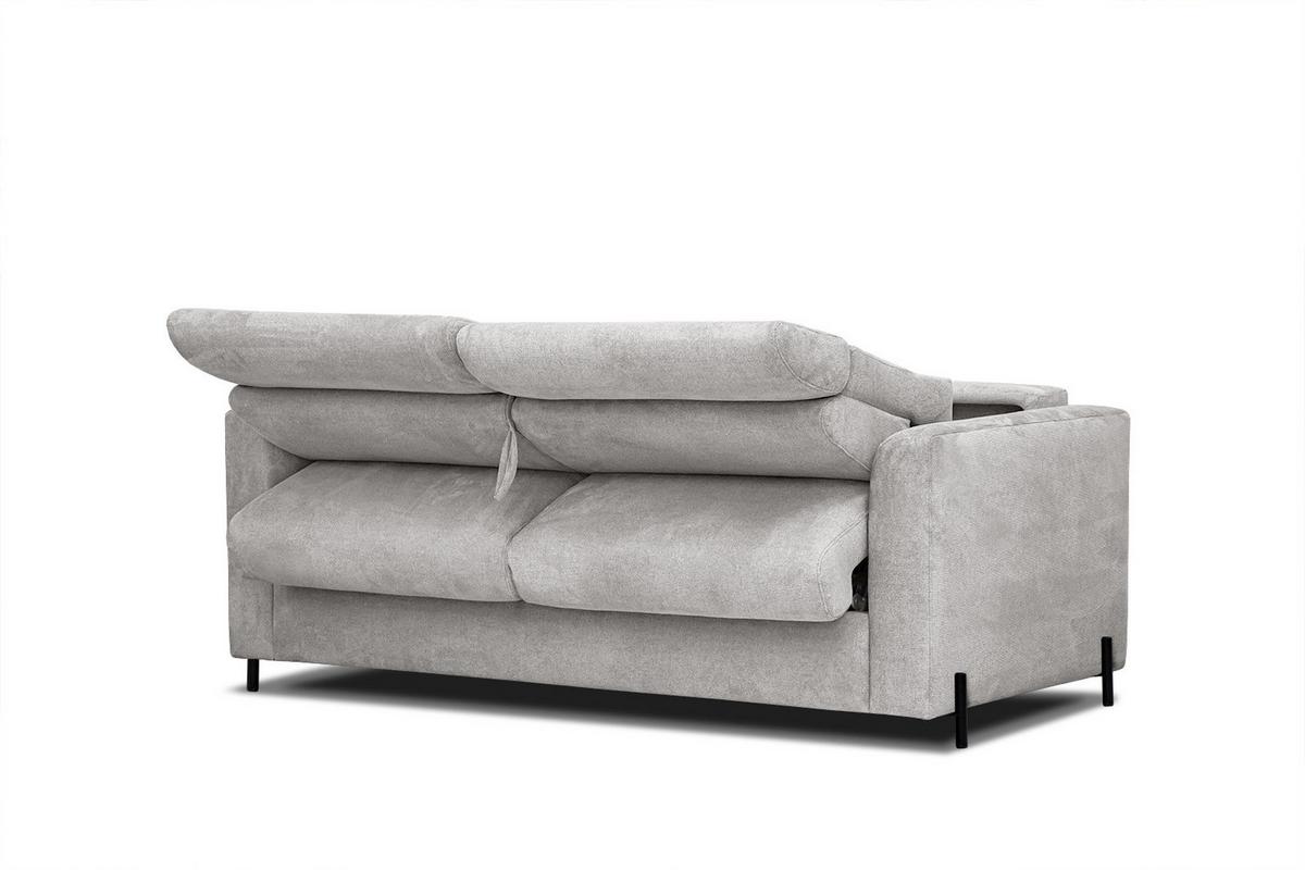 SOFA MEZO 3-Sitzer mit Schlaffunktion, beige - Beige/Schwarz, Holz/Textil (232/90/107cm) - Wozimo
