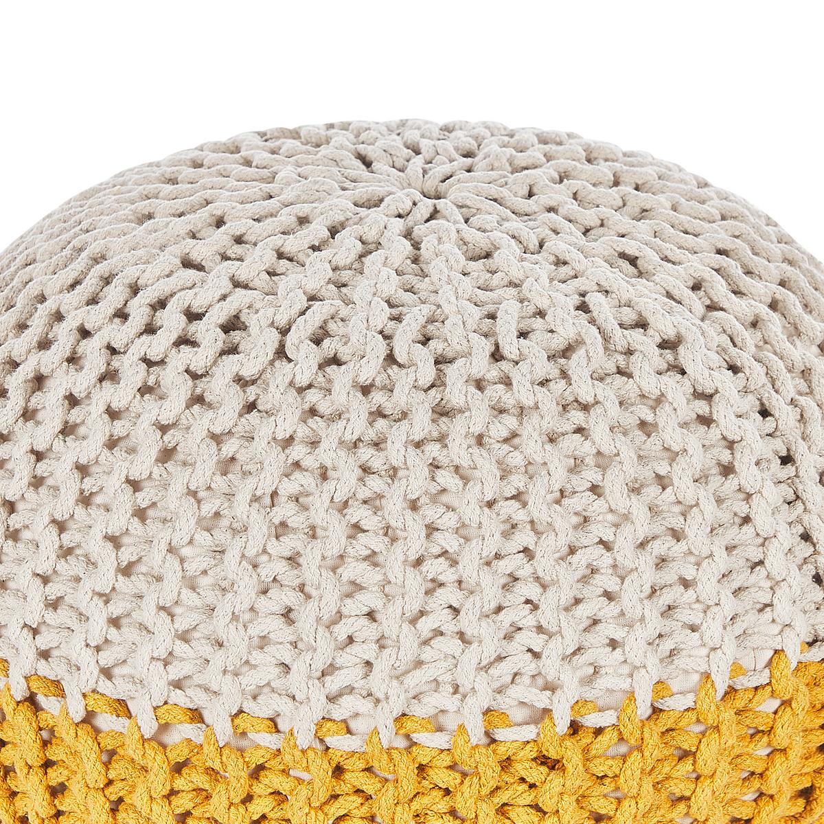 POUF Conrad 50/50/35 cm - Gelb, Naturmaterialien/Textil (50/35/50cm) - Beliani