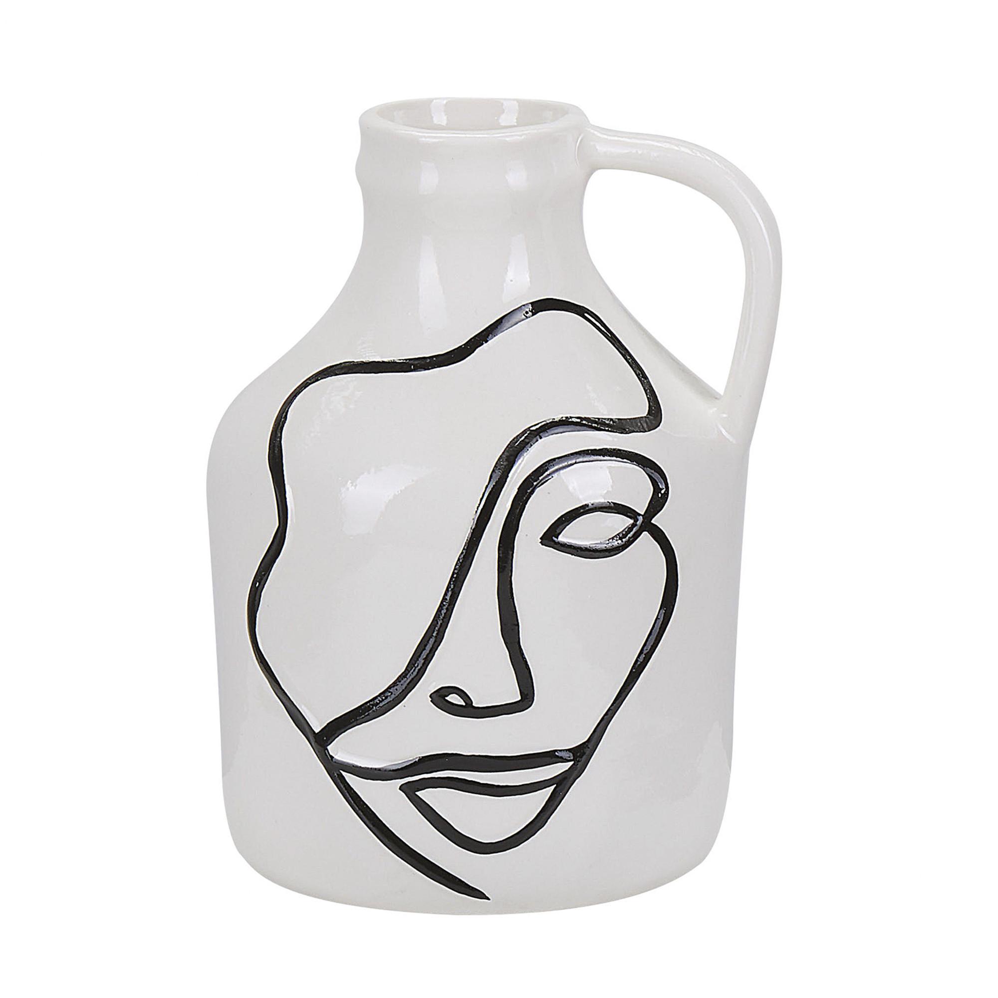 BLUMENVASE Steinzeug weiß Agrinion - Weiß, Stein (19cm) - Beliani