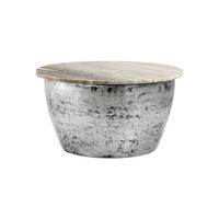 COUCHTISCH HAVEL, Marmor, handgefertigt, Beige-Silber, Ø 60 x 34 cm - Silberfarben, Stein/Metall (60/60/34cm) - KADIMA DESIGN