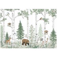 FOTOTAPETE Wald Tiere Grün 400x280 cm - Multicolor, Papier (400/280cm) - Wallarena