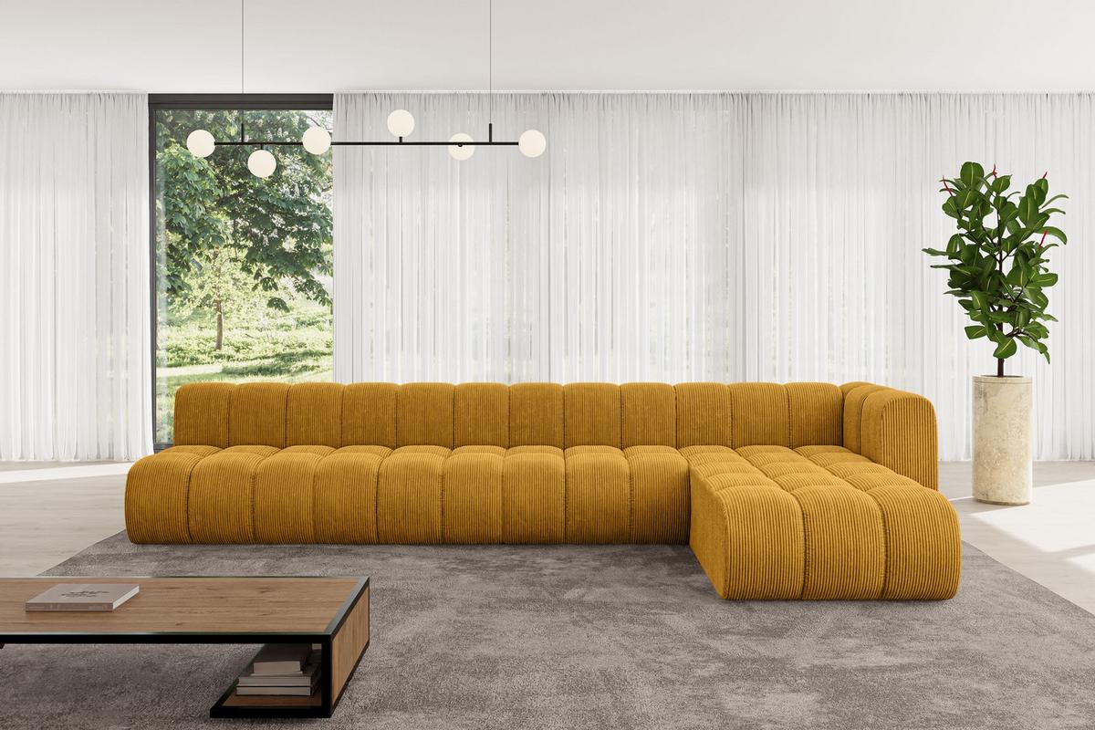 ECKSOFA modulares Sofa Darnel-L3 - 387x177x70 cm Senfgelb - Currygelb, Holzwerkstoff/Textil (387/177cm) - ALTDECOR