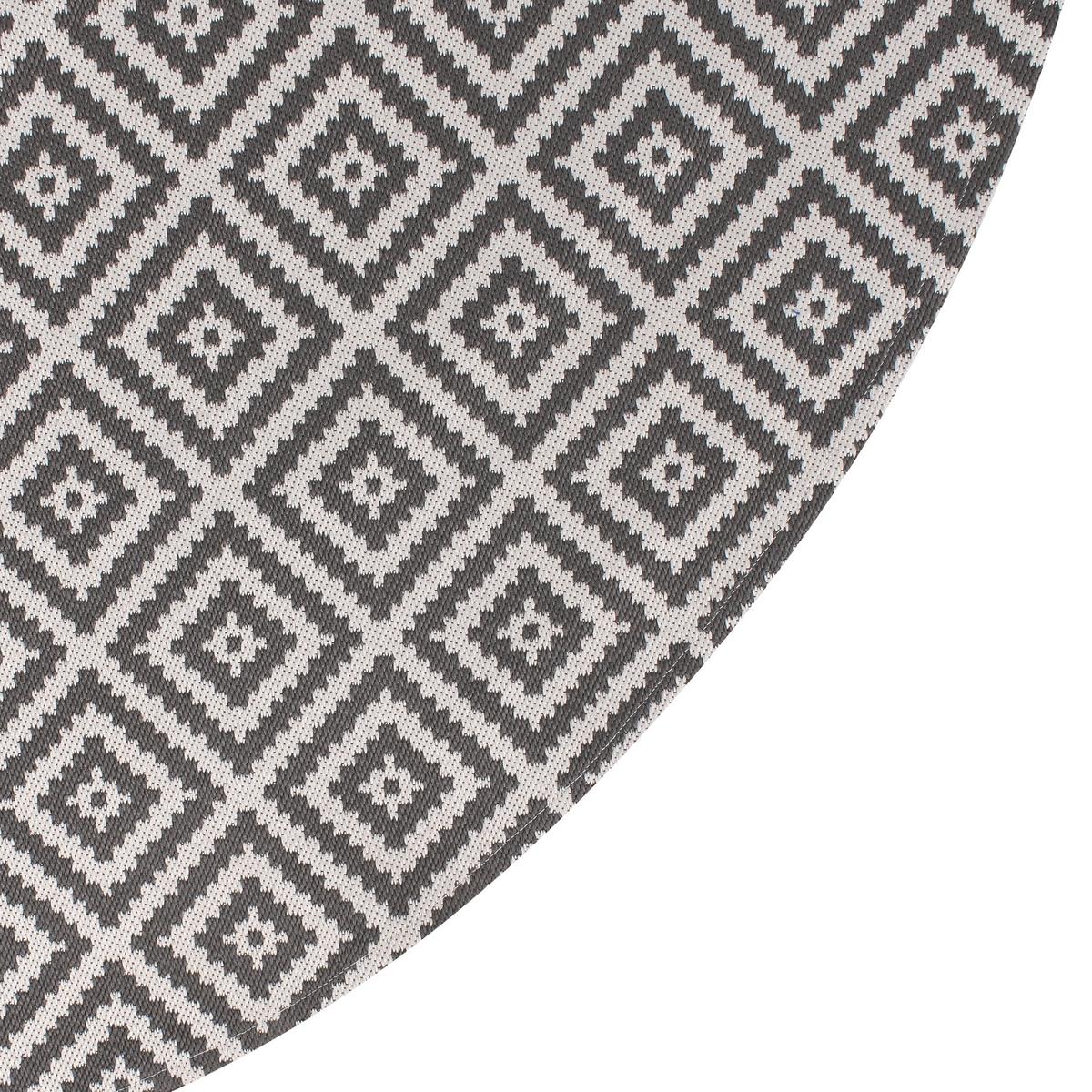 OUTDOORTEPPICH Grau 120 cm Thrissur - Dunkelgrau/Weiß, Kunststoff (120/120cm) - Beliani
