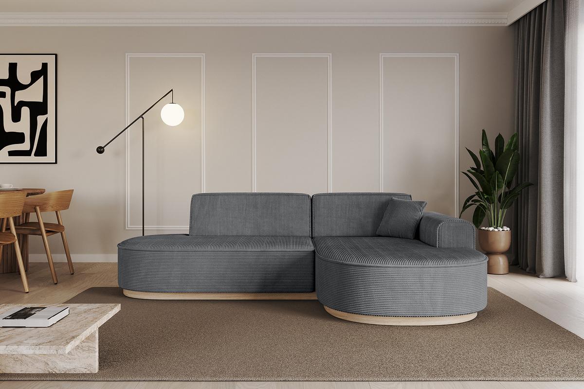 ECKSOFA Ottomane Rechts MARI-L1-v1 - 243x171x83 cm Dunkelgrau Cord - Dunkelgrau, Holzwerkstoff/Textil (171/243cm) - ALTDECOR