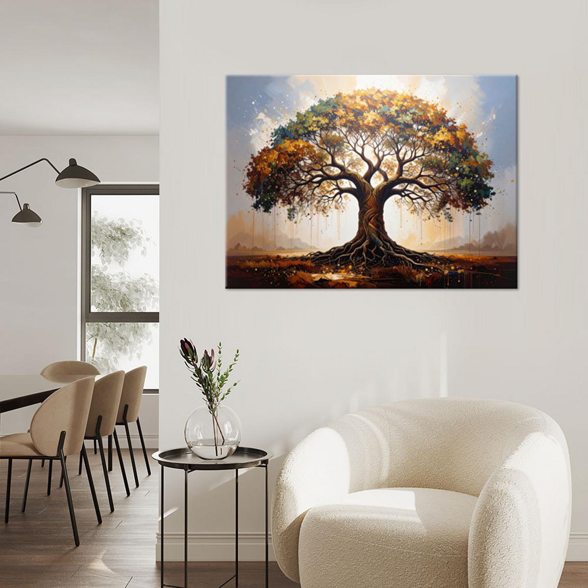LEINWANDBILD, Bunter Baum der Liebe Natur - Braun, Textil (120/80cm) - Feeby