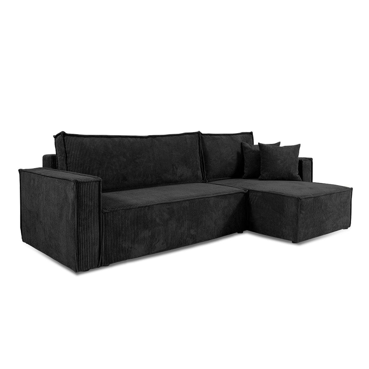 ECKSOFA Ezekiel 3 Sitzplätze Schwarz - Schwarz, Holz (236/145cm) - Petits-meubles