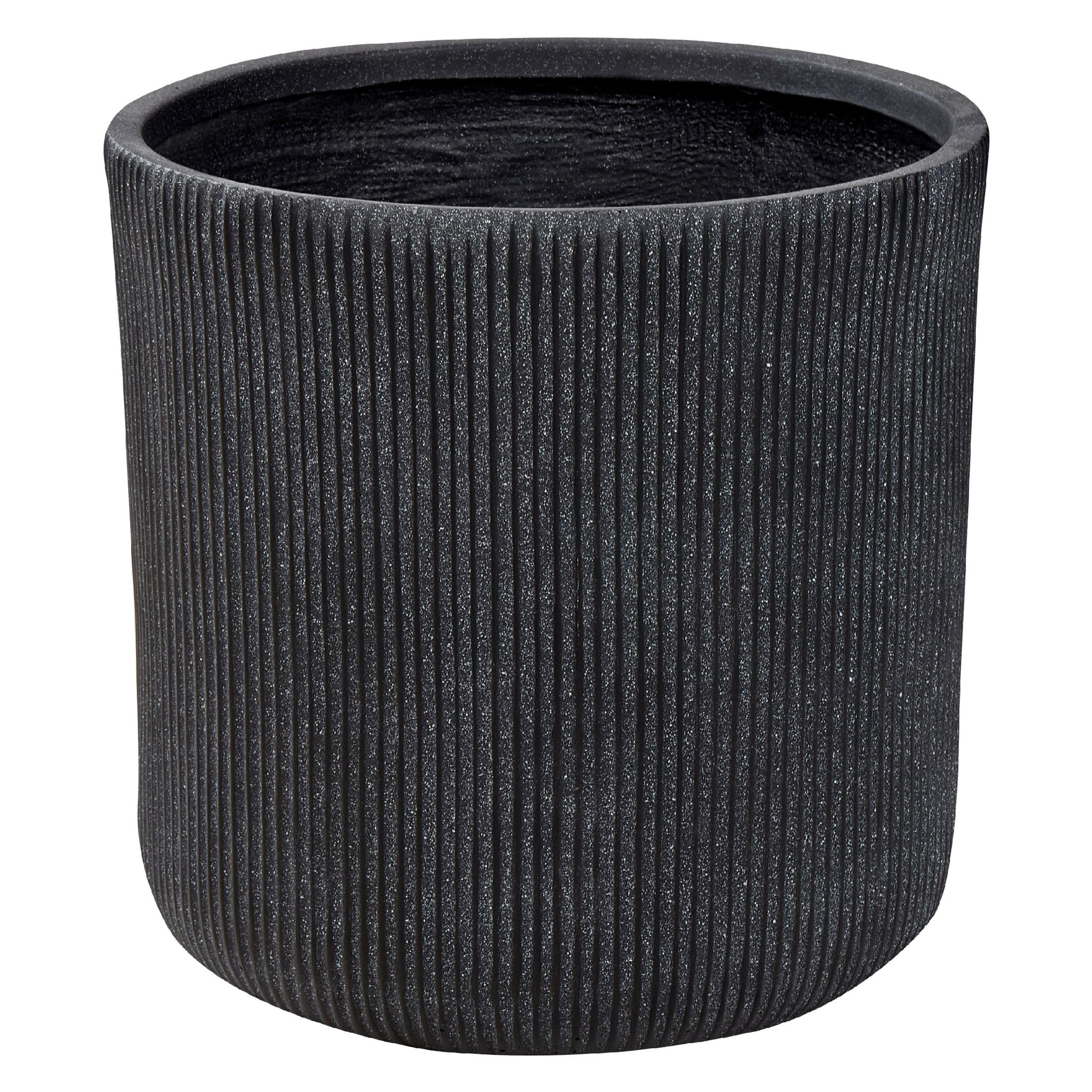 BLUMENTOPF graphitgrau rund 45/45/45 cm Oreoi - Grau, Naturmaterialien (45cm) - Beliani
