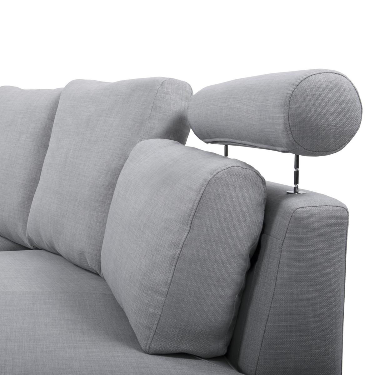 7-SITZER-SOFA mit Ottomane Polyester Grau Rotunde - Grau, Textil (448/76/236cm) - Beliani