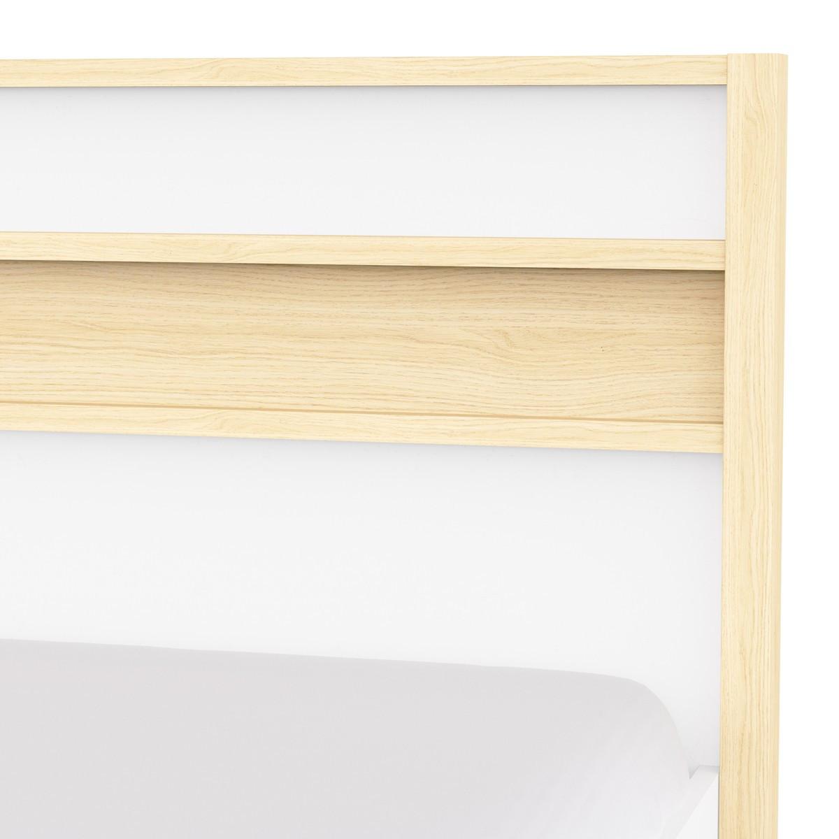 BETT in Weiß und Eiche Dekor 171,9/207,3/95 cm - Weiß, Holzwerkstoff (200/160cm) - Calicosy