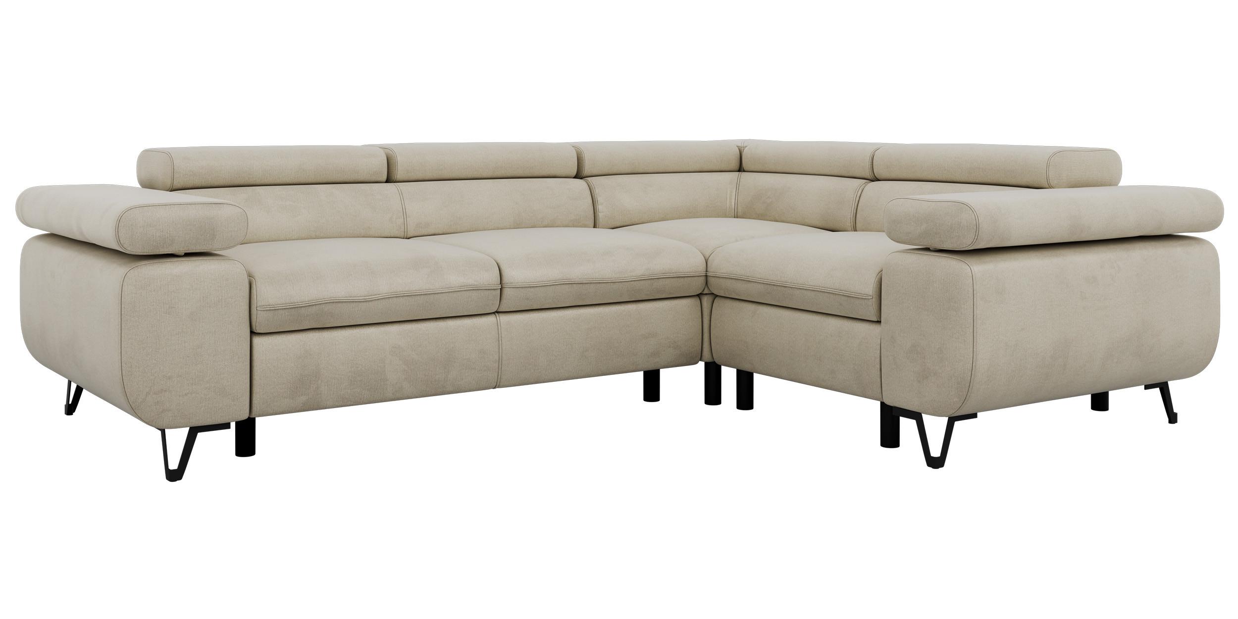 ECKSOFA ORSO L Beige Velvet - Rechts Seite - Beige/Schwarz, Textil/Metall (268/197cm) - MKS