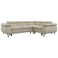 ECKSOFA ORSO L Beige Velvet - Rechts Seite - Beige/Schwarz, Textil/Metall (268/197cm) - MKS